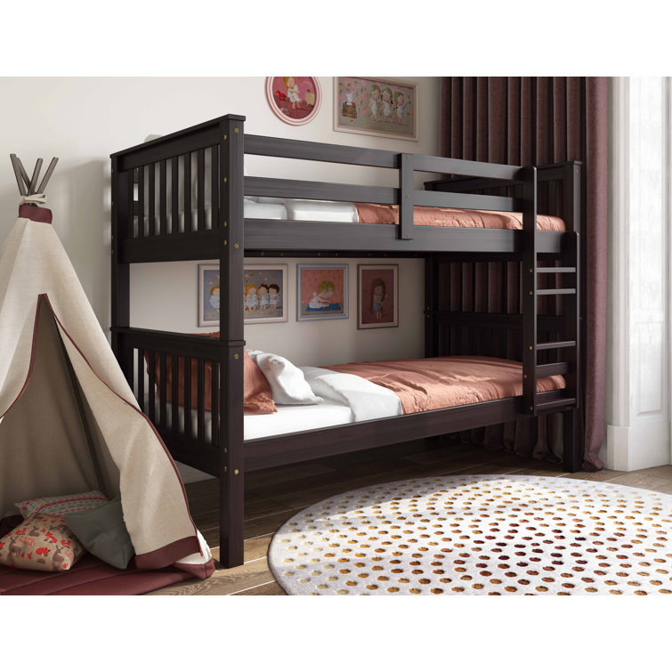 Harriet Bee Helzer Twin Over Twin Solid Wood Standard Bunk Bed by